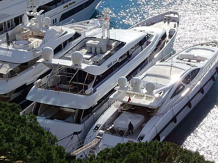 a group of boats docked aboard IMAN Yacht for Sale