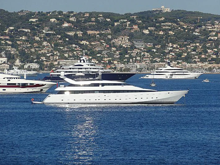 a group of boats in the water aboard IMAN Yacht for Sale