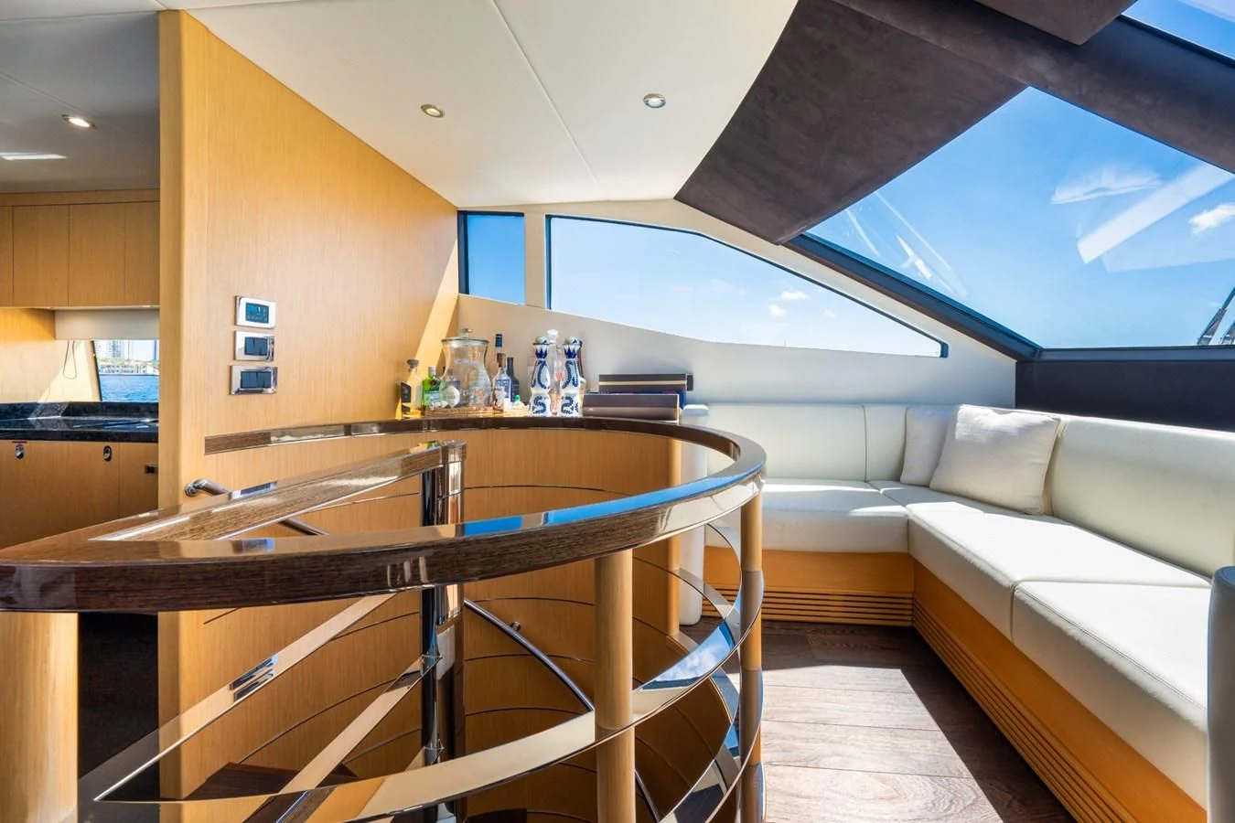 a kitchen with a table and chairs aboard SUNSEEKER 75 YACHT Yacht for Sale