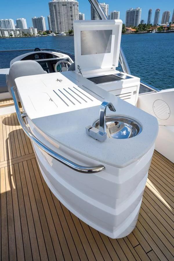 a boat on a deck aboard SUNSEEKER 75 YACHT Yacht for Sale