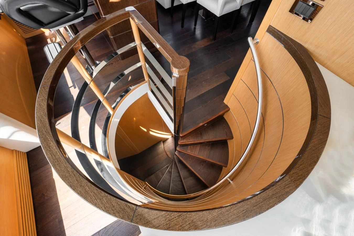 a spiral staircase in a house aboard SUNSEEKER 75 YACHT Yacht for Sale
