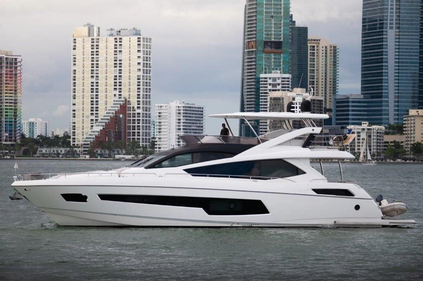 a white yacht in the water aboard SUNSEEKER 75 YACHT Yacht for Sale
