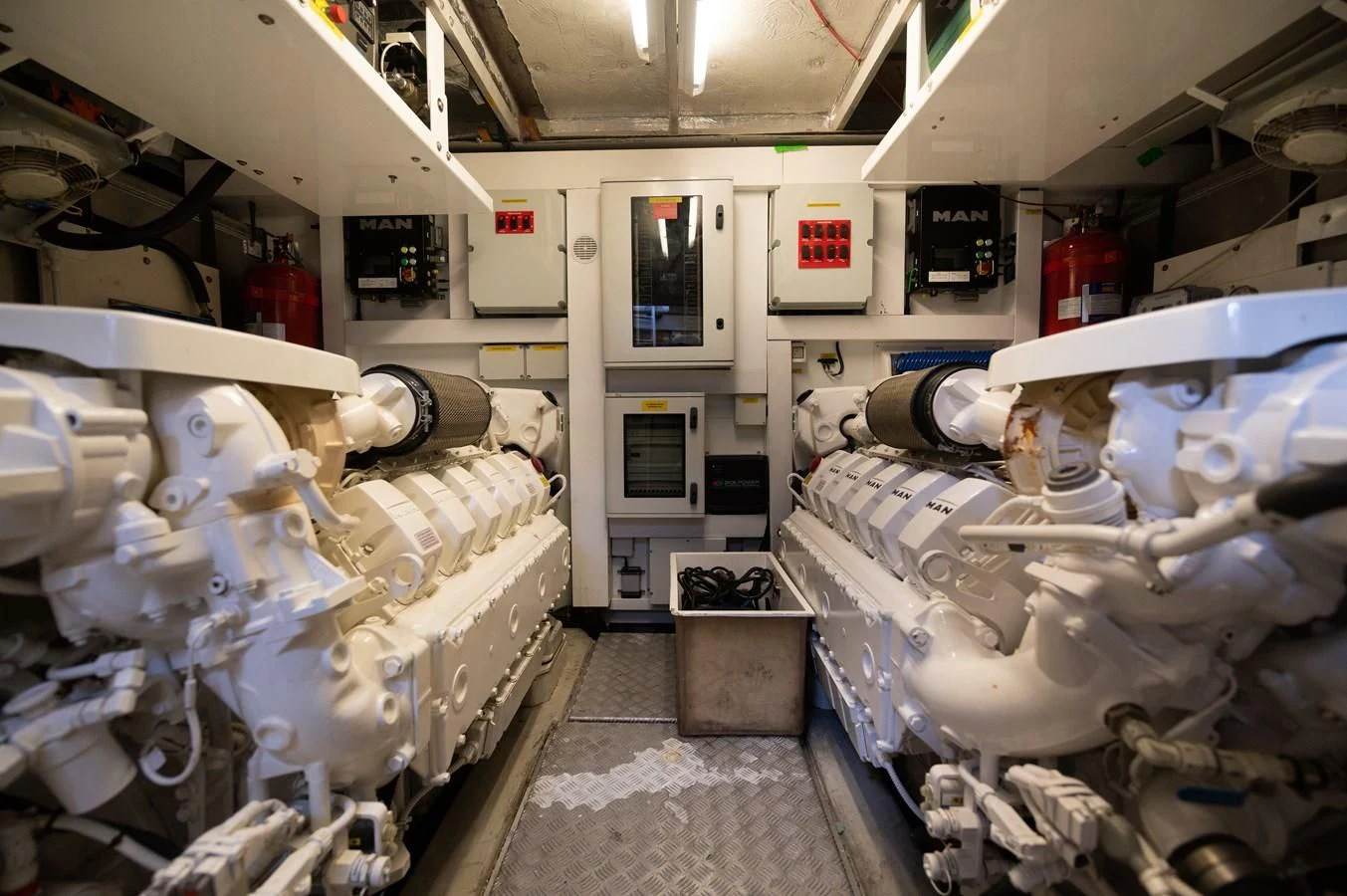 a room with white machines aboard SUNSEEKER 75 YACHT Yacht for Sale