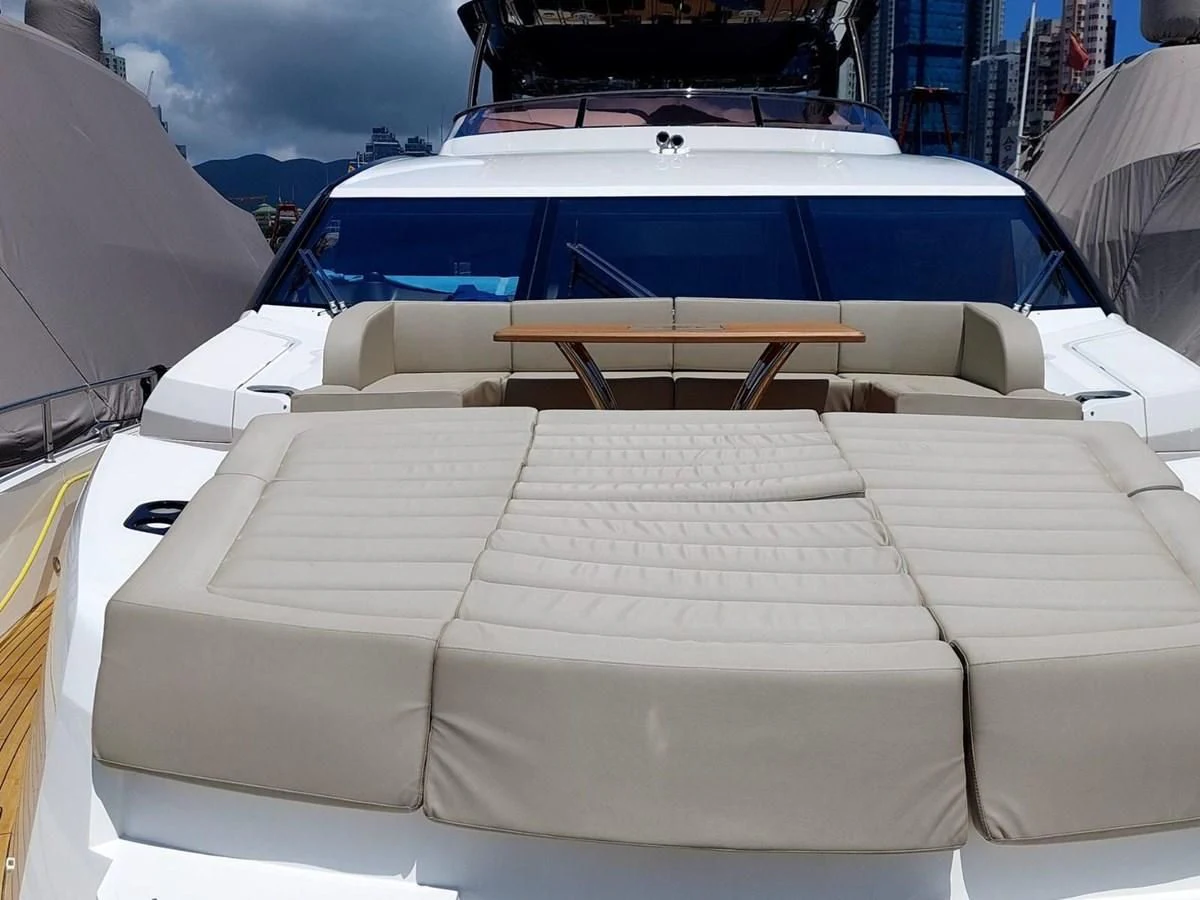 a row of white tents aboard SUNSEEKER 75 YACHT Yacht for Sale
