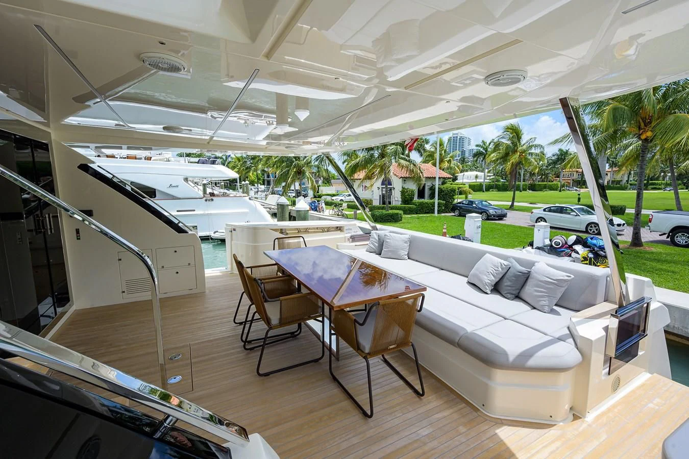 a room with a table and chairs aboard DATE NIGHT Yacht for Sale