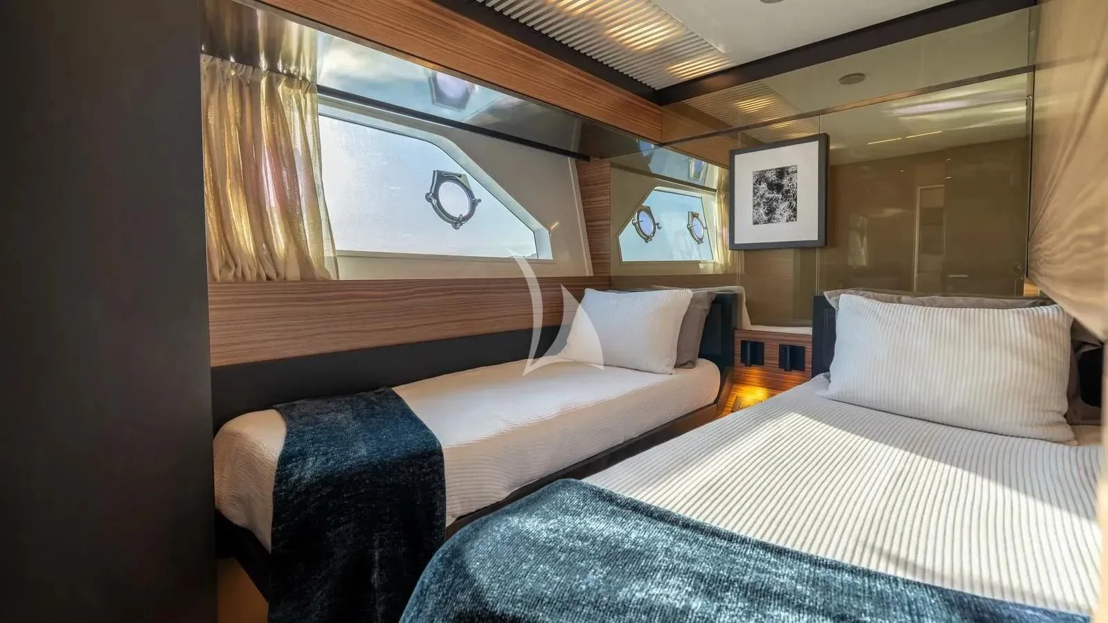 a couple of beds in a room aboard DATE NIGHT Yacht for Sale