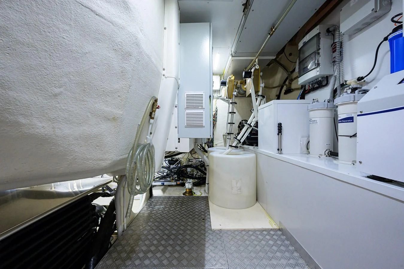 a room with white pipes aboard DATE NIGHT Yacht for Sale