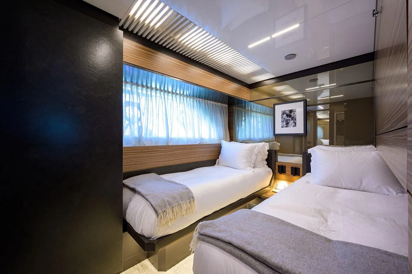 a couple of beds in a room aboard DATE NIGHT Yacht for Sale