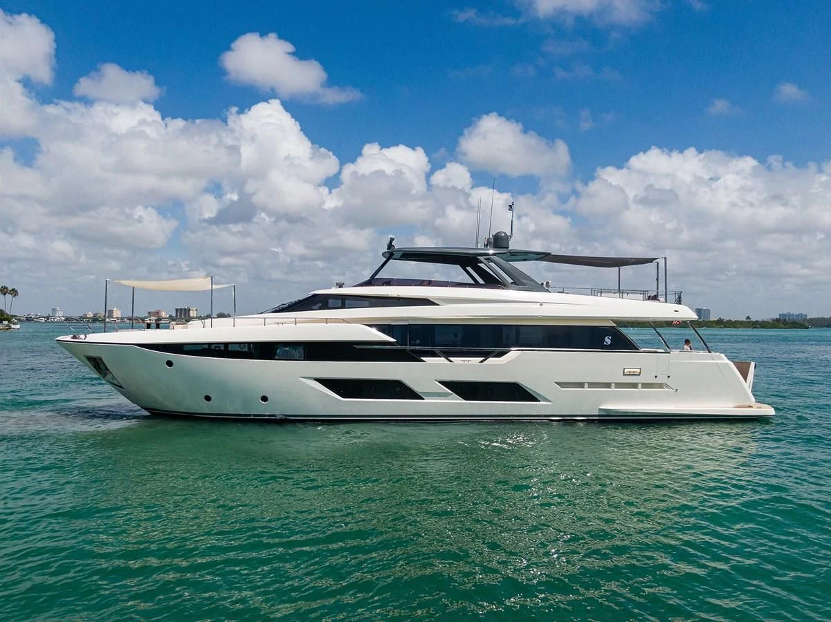 a white yacht in the water aboard DATE NIGHT Yacht for Sale