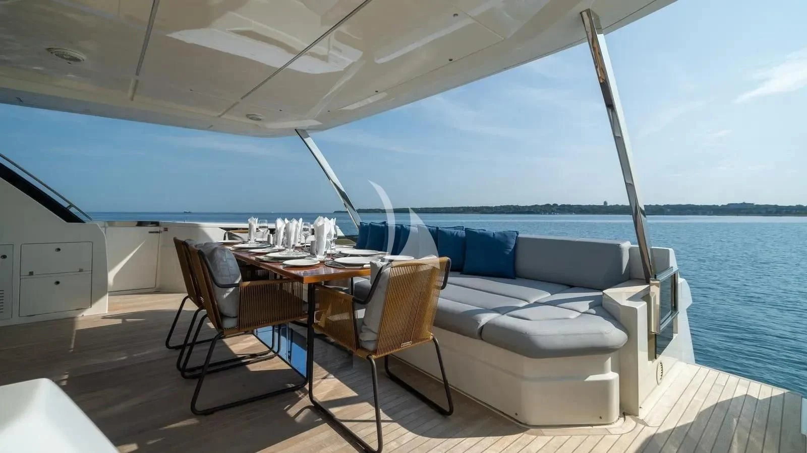 a room with a table and chairs aboard DATE NIGHT Yacht for Sale