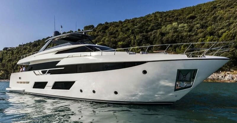 a white yacht in the water aboard DATE NIGHT Yacht for Sale
