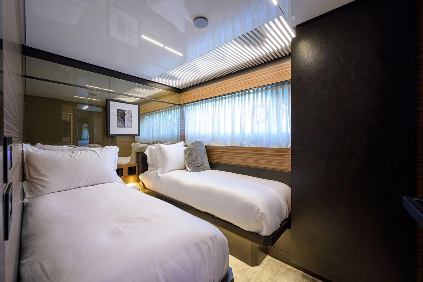 a couple of beds in a room aboard DATE NIGHT Yacht for Sale