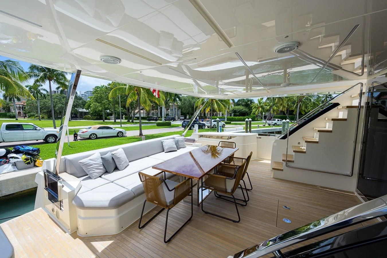 a room with a table and chairs aboard DATE NIGHT Yacht for Sale