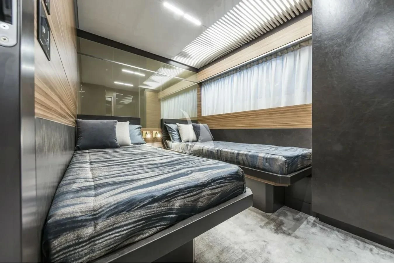 a couple of beds in a room aboard DATE NIGHT Yacht for Sale