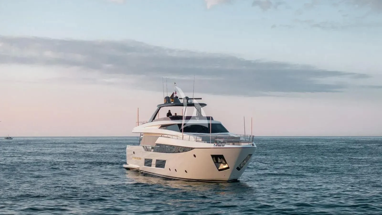 a white boat in the water aboard DATE NIGHT Yacht for Sale