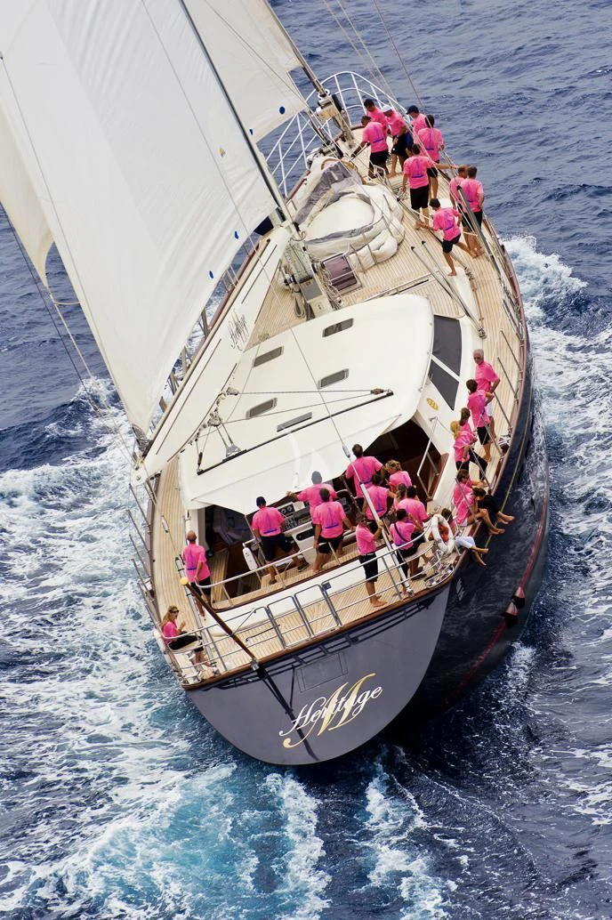 a group of people on a boat aboard HERITAGE M Yacht for Charter