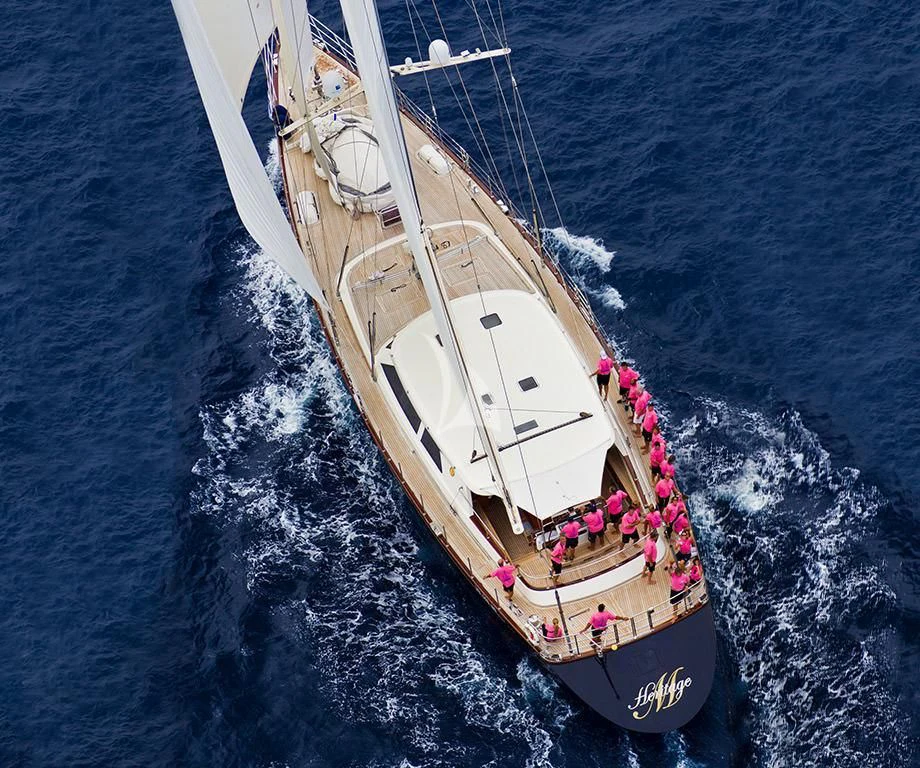 a ship sailing on the sea aboard HERITAGE M Yacht for Charter