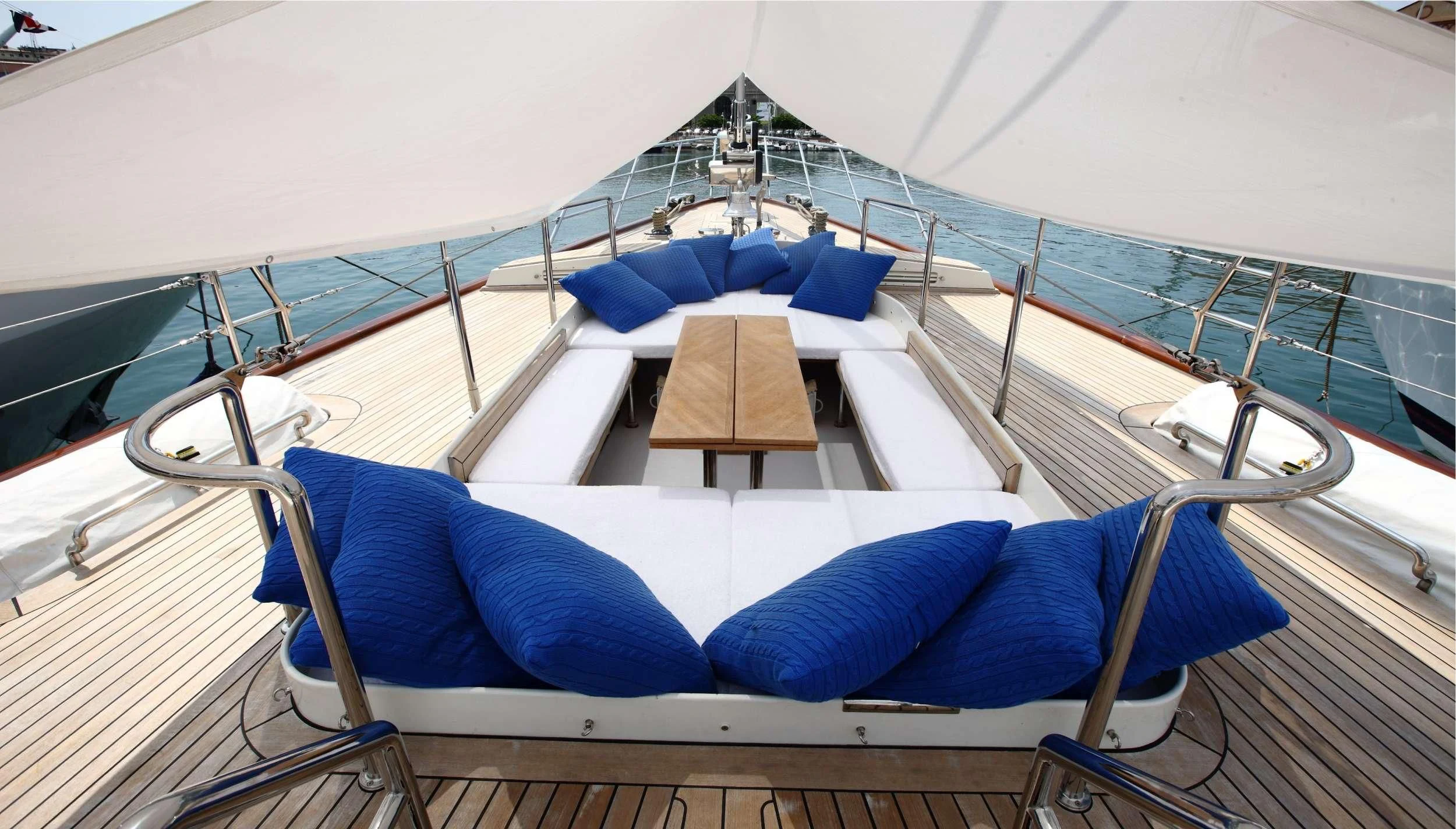 a boat with a canopy aboard HERITAGE M Yacht for Charter