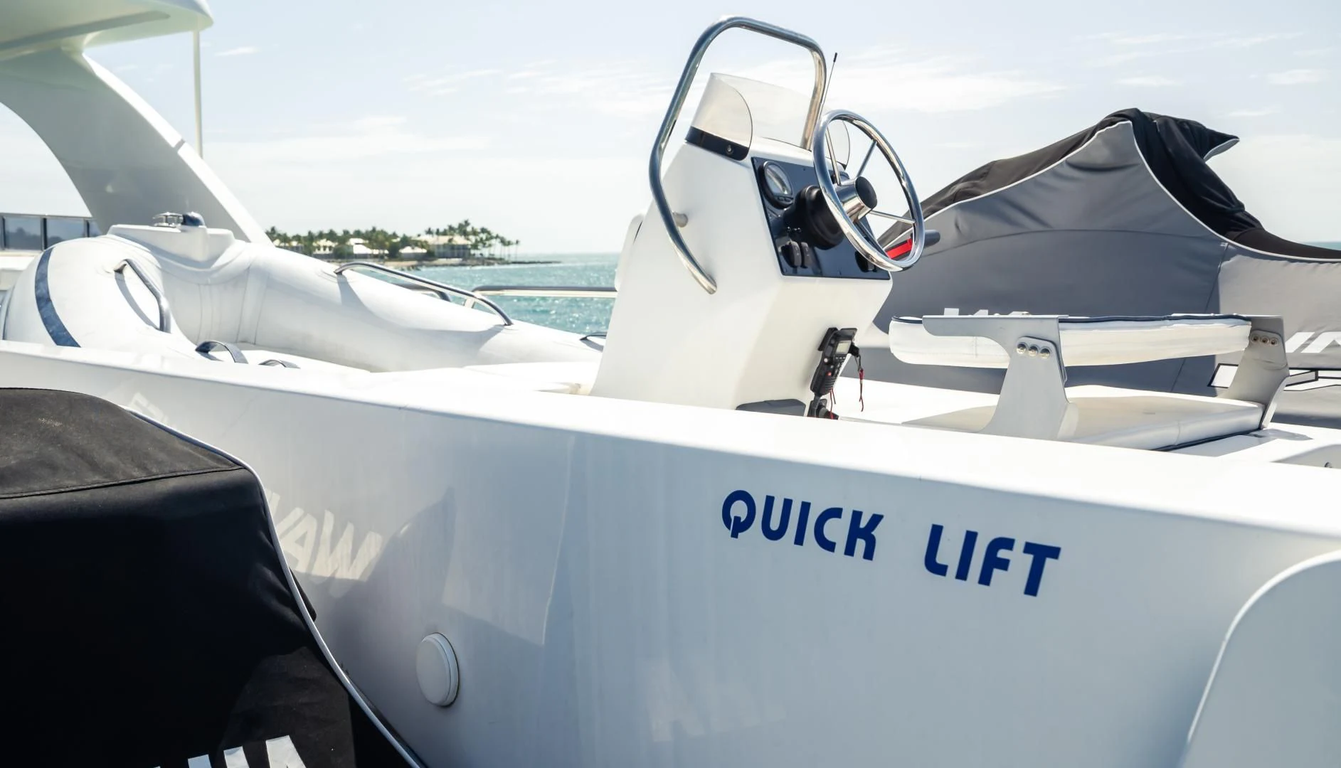 the front of a white boat aboard VITESSE Yacht for Sale