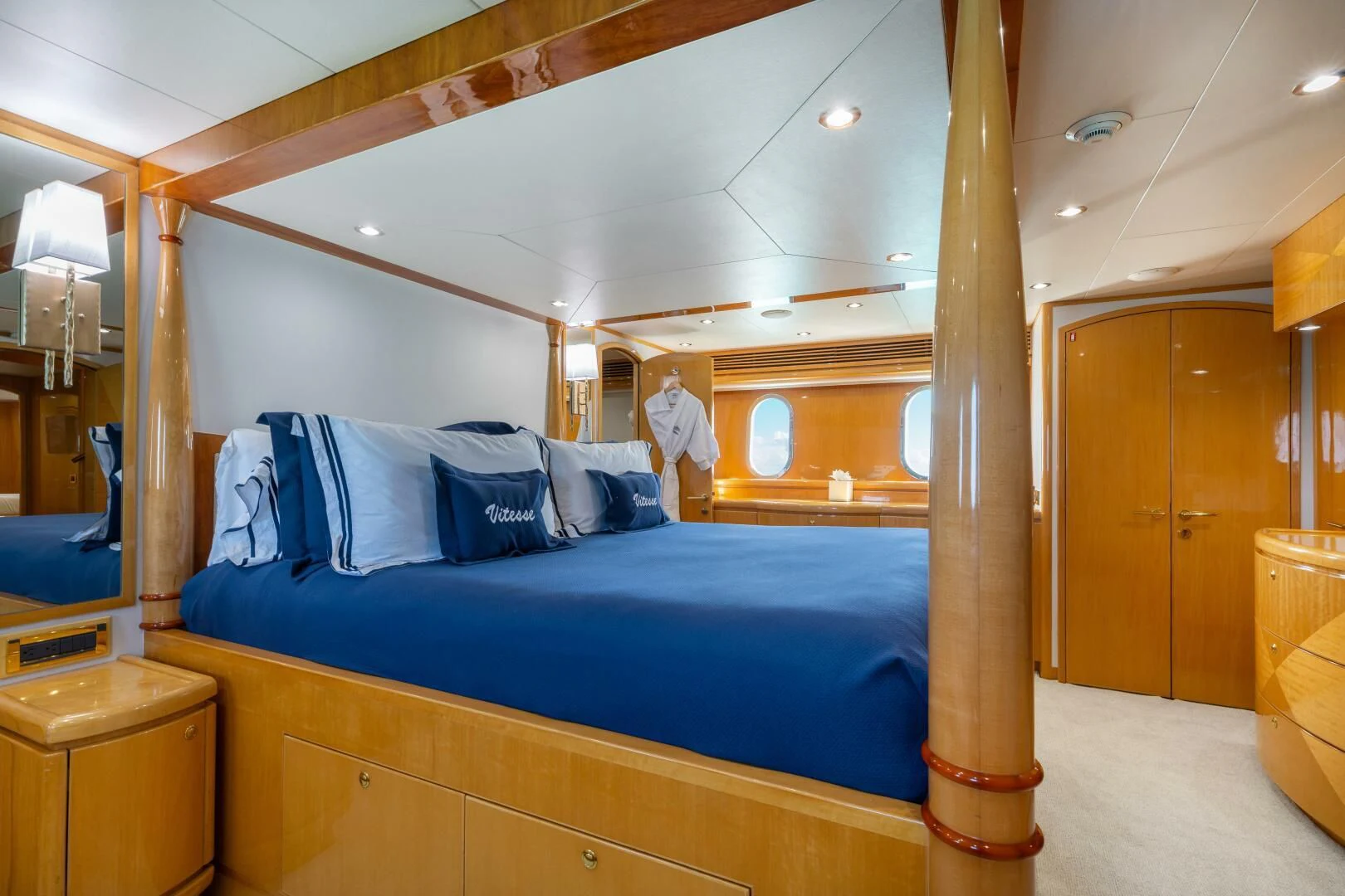 a bed in a room aboard VITESSE Yacht for Sale