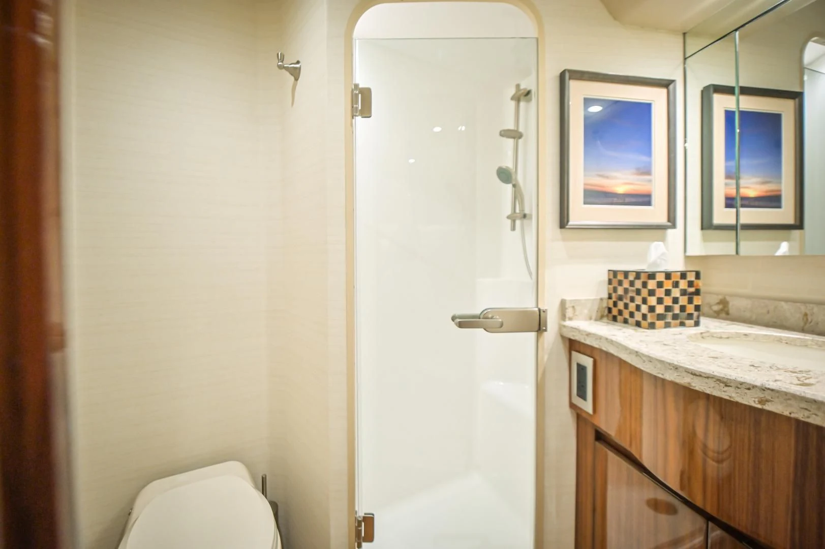 a bathroom with a toilet and sink aboard GALATI  TRADE Yacht for Sale