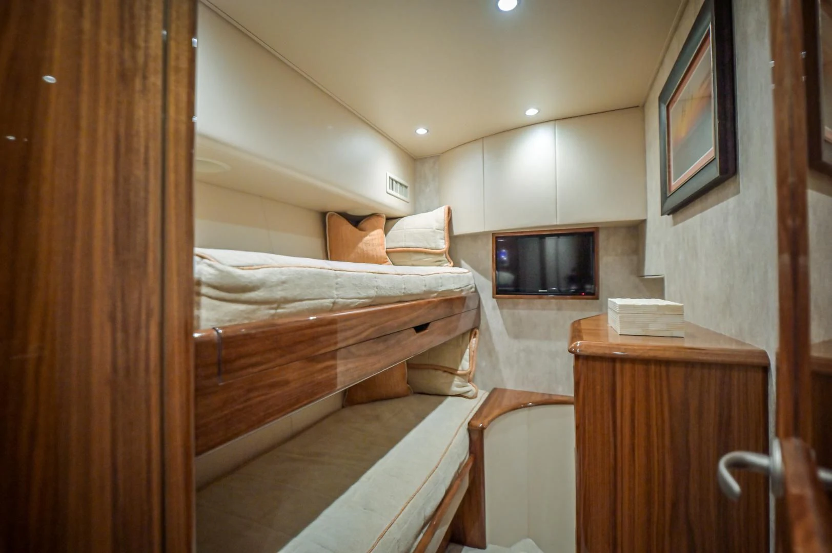 a room with two beds aboard GALATI  TRADE Yacht for Sale