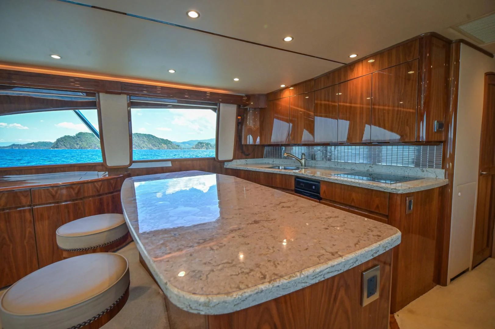 a bathroom with a large countertop aboard GALATI  TRADE Yacht for Sale