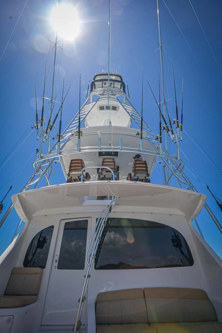 a white boat with a blue sky aboard GALATI  TRADE Yacht for Sale