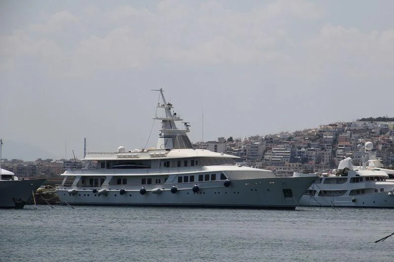 a group of boats in a harbor aboard ASTARTE II Yacht for Sale