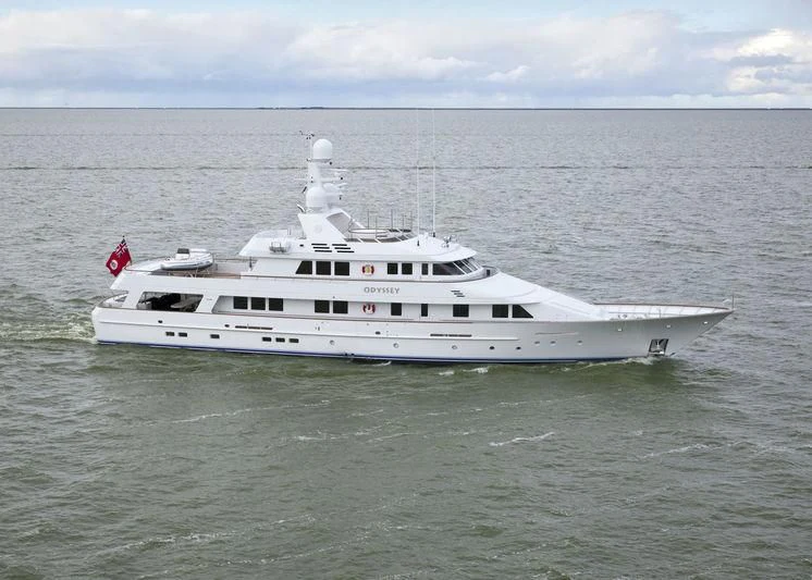 a white yacht in the water aboard HALCYON Yacht for Sale