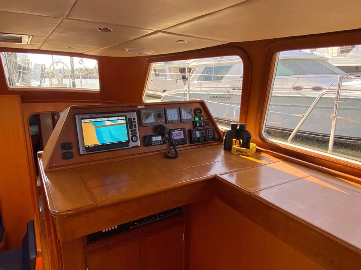 a control panel on a train aboard EL CACIQUE Yacht for Sale