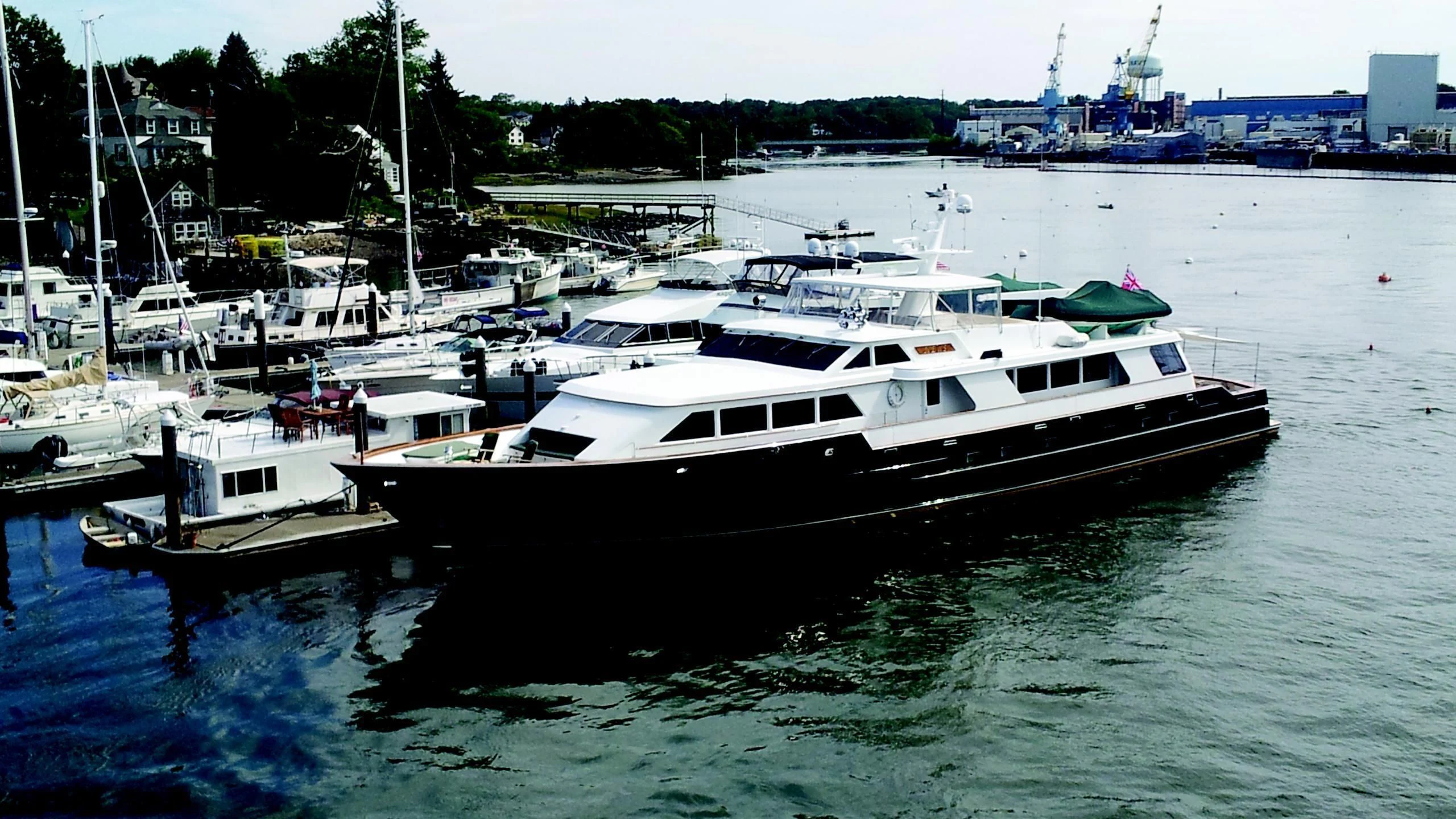 a group of boats in a harbor aboard NEWS Yacht for Sale
