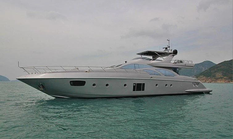 a white yacht in the water aboard G Yacht for Sale