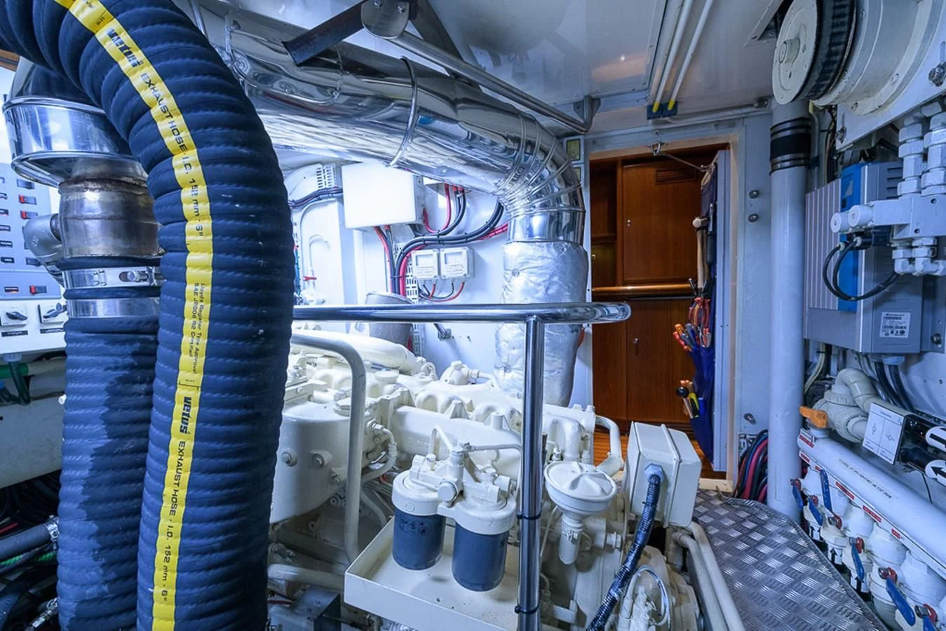 a large factory machinery aboard CRYSTAL Yacht for Sale