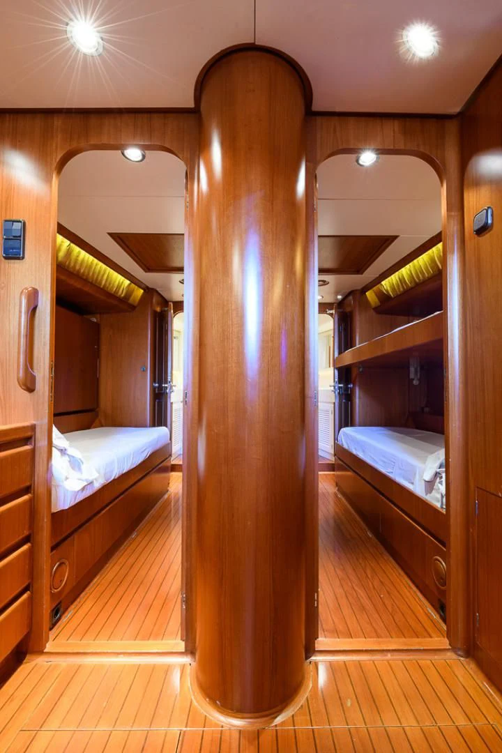 a large wooden shower aboard CRYSTAL Yacht for Sale