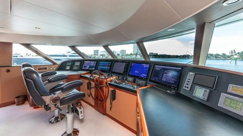 a wheelchair in a control room aboard BLUE TIME Yacht for Sale