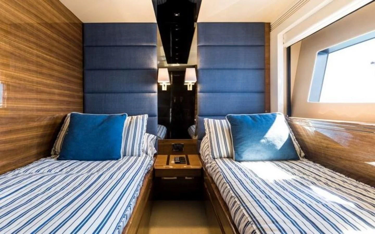 a room with two beds aboard YINWA Yacht for Sale