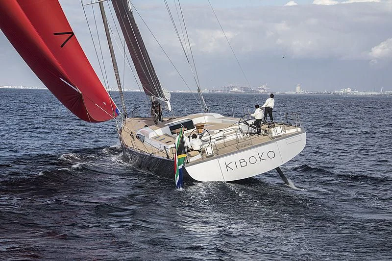 a boat sailing on the sea aboard KIBOKO TRES Yacht for Sale