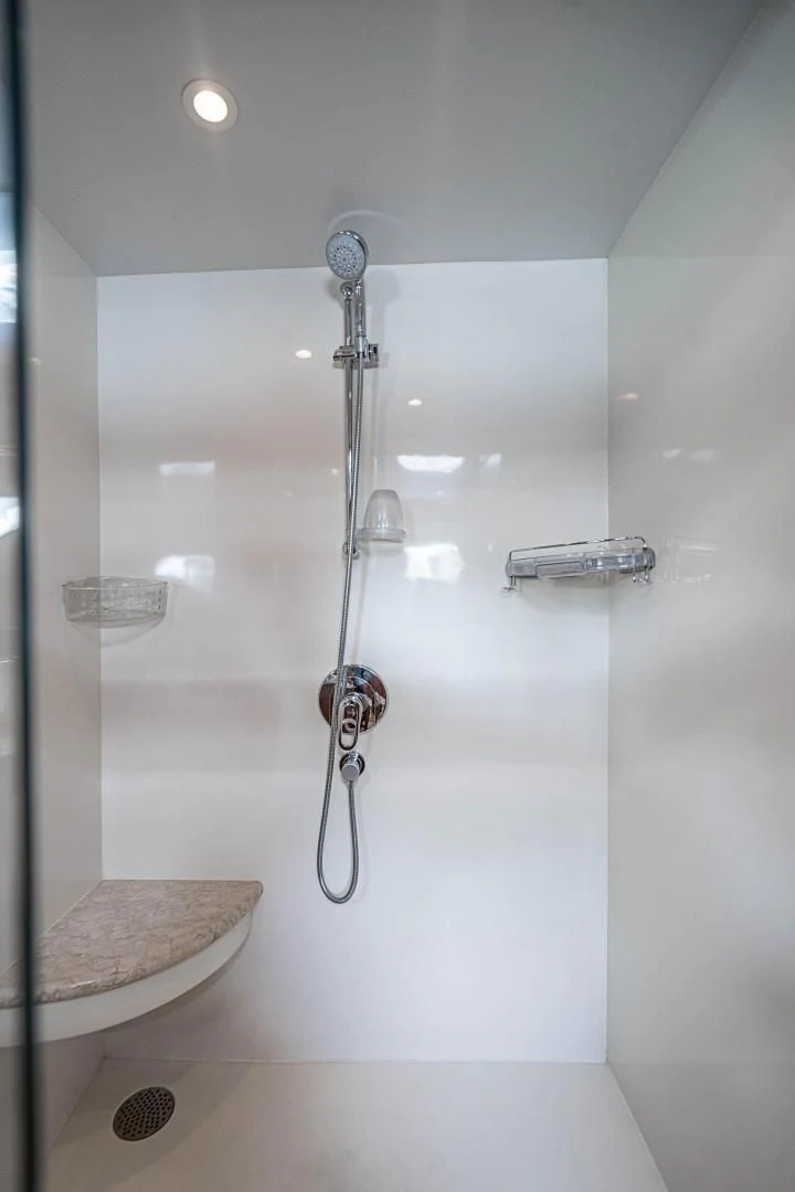 a shower with a sink aboard ROXY MARIA Yacht for Sale