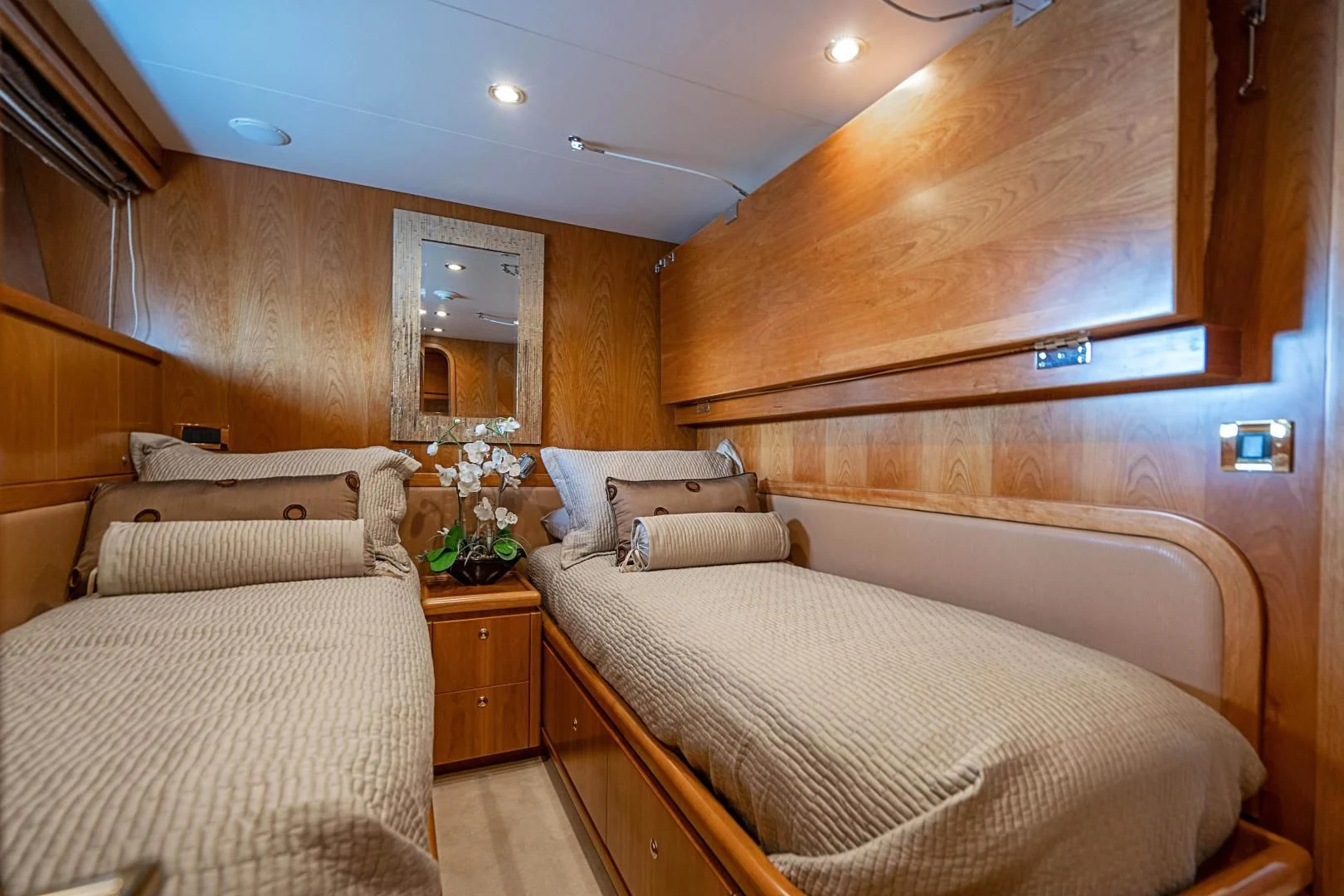 a room with two beds aboard ROXY MARIA Yacht for Sale