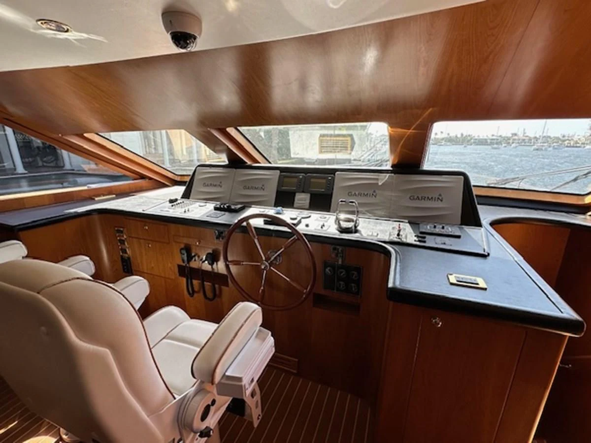 a boat with a desk and a chair aboard ROXY MARIA Yacht for Sale