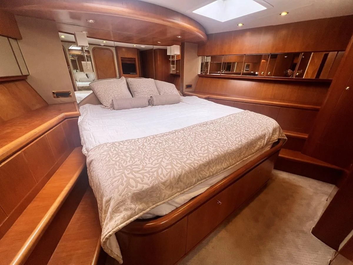 a bed in a room aboard ROXY MARIA Yacht for Sale