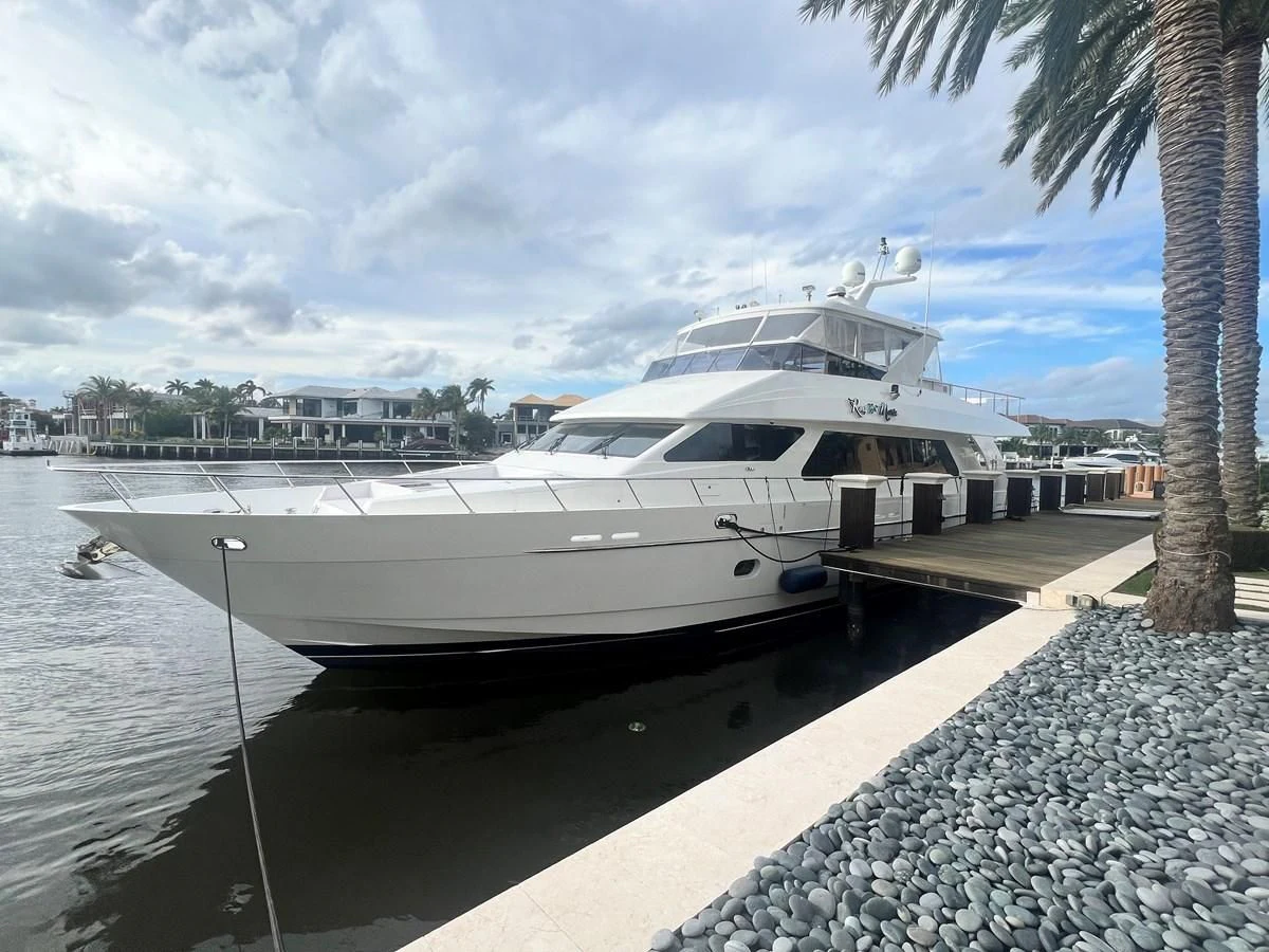 a boat docked at a pier aboard ROXY MARIA Yacht for Sale