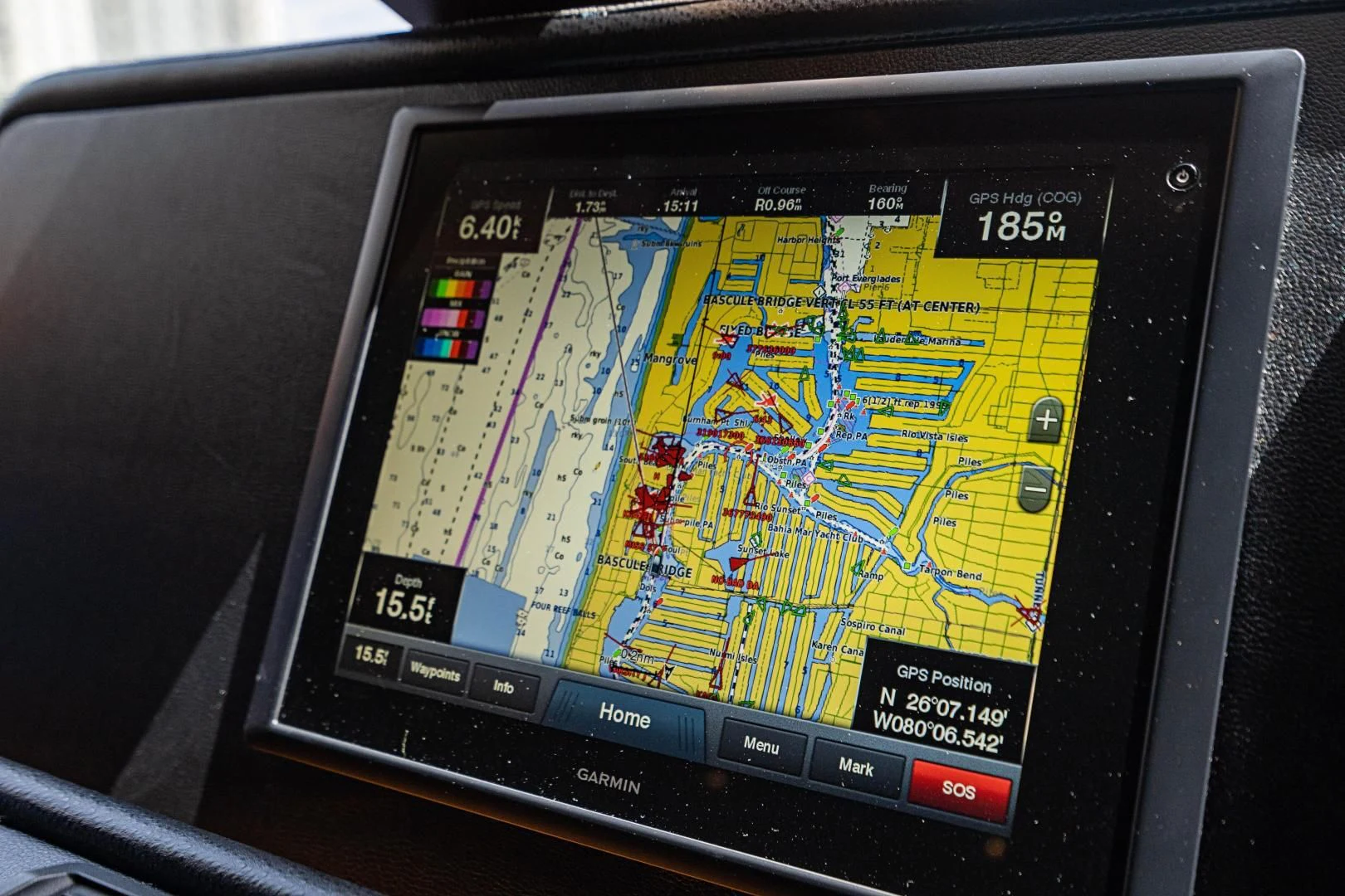 a tablet with a map on the screen aboard ROXY MARIA Yacht for Sale