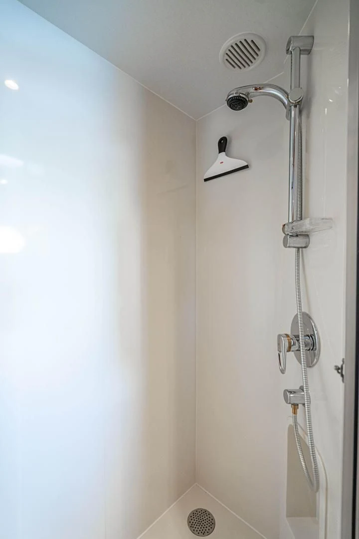 a shower with a glass door aboard ROXY MARIA Yacht for Sale