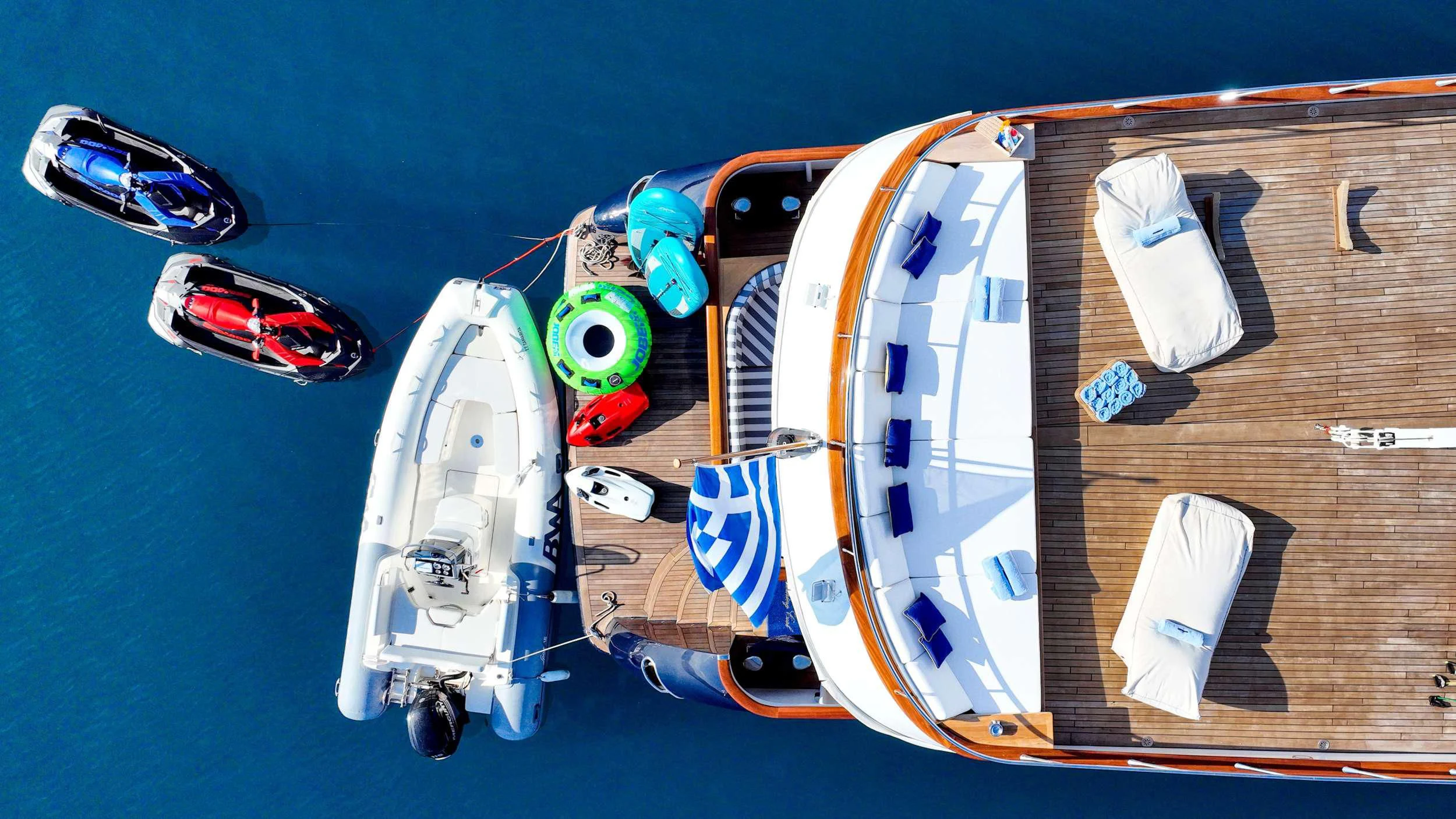 a close-up of a toy airplane aboard SOMETHING COOL Yacht for Charter
