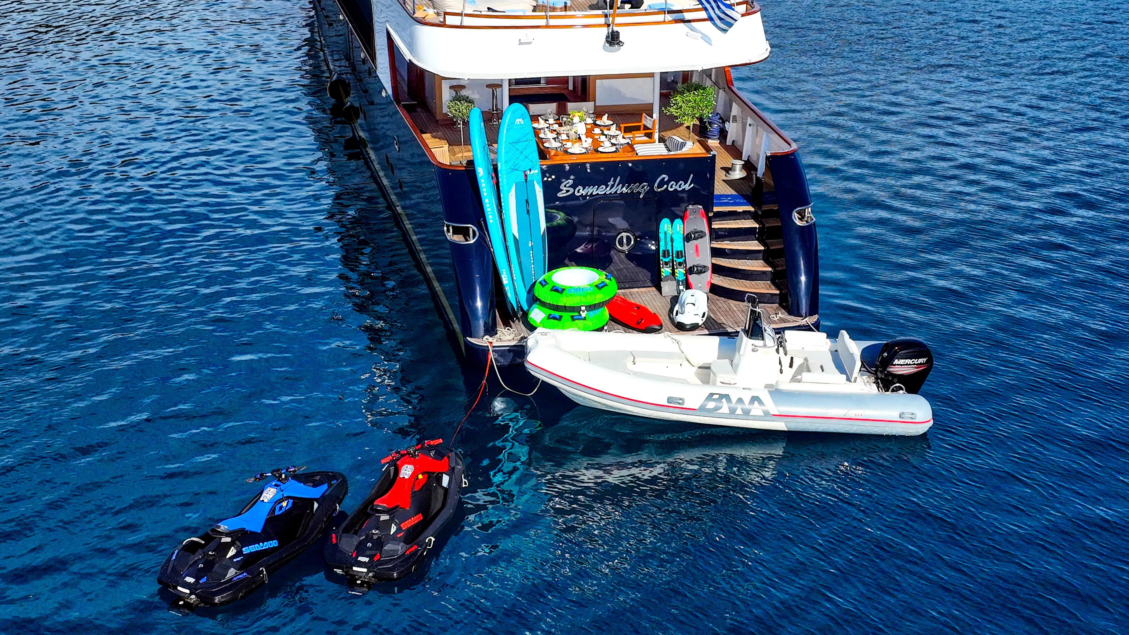 a boat on the water aboard SOMETHING COOL Yacht for Charter