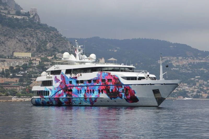 a large boat in the water aboard SALUZI Yacht for Charter