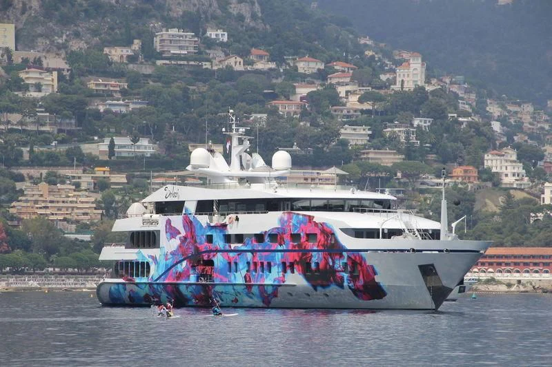 a large ship in the water aboard SALUZI Yacht for Charter