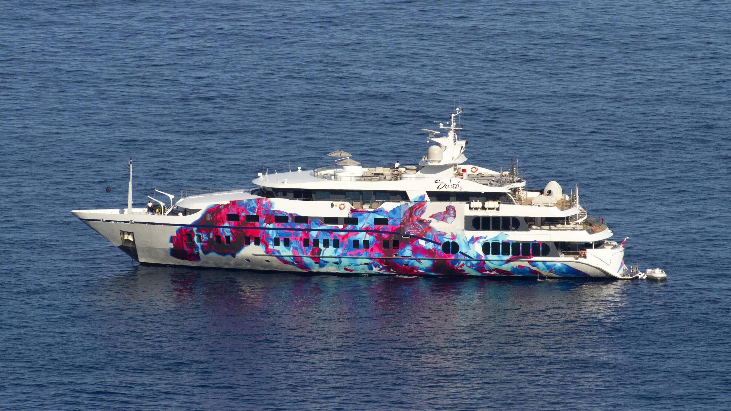 a large boat in the water aboard SALUZI Yacht for Charter